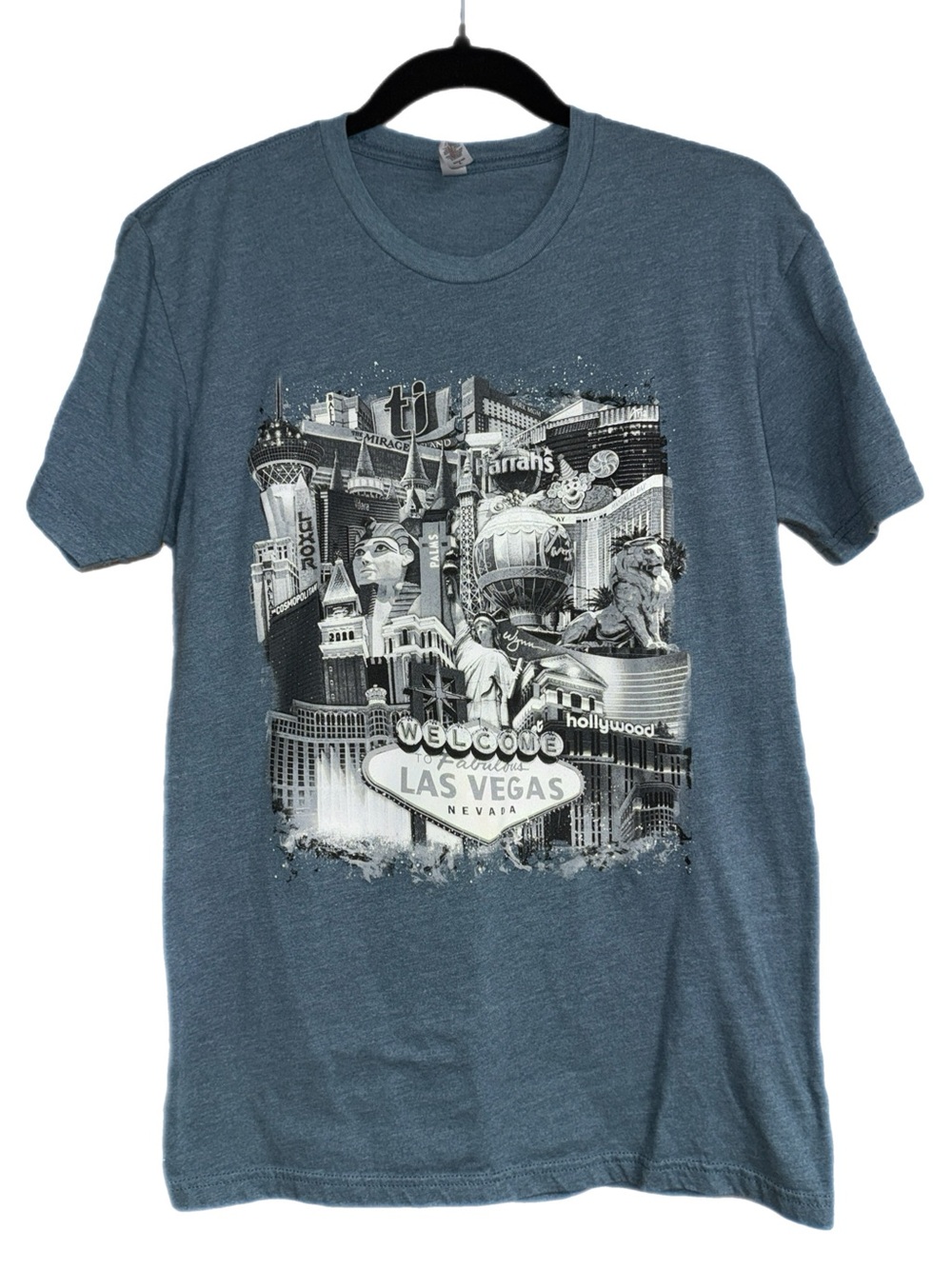 Las Vegas Graphic Souvenir Tee - Blue Short Sleeve T‑Shirt - Size Large